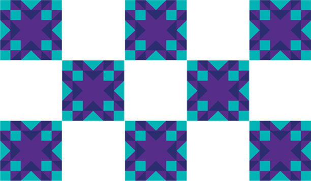 Graphic representation of quilt squares in a checkerboard pattern
