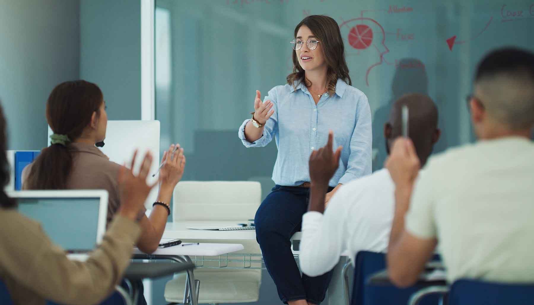 Teacher in a aclassroom